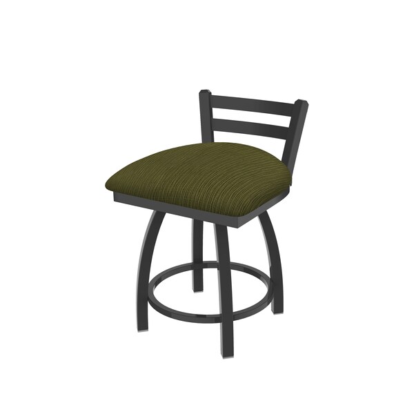18" Low Back Swivel Vanity Stool, Pewter Finish, Graph Parrot Seat